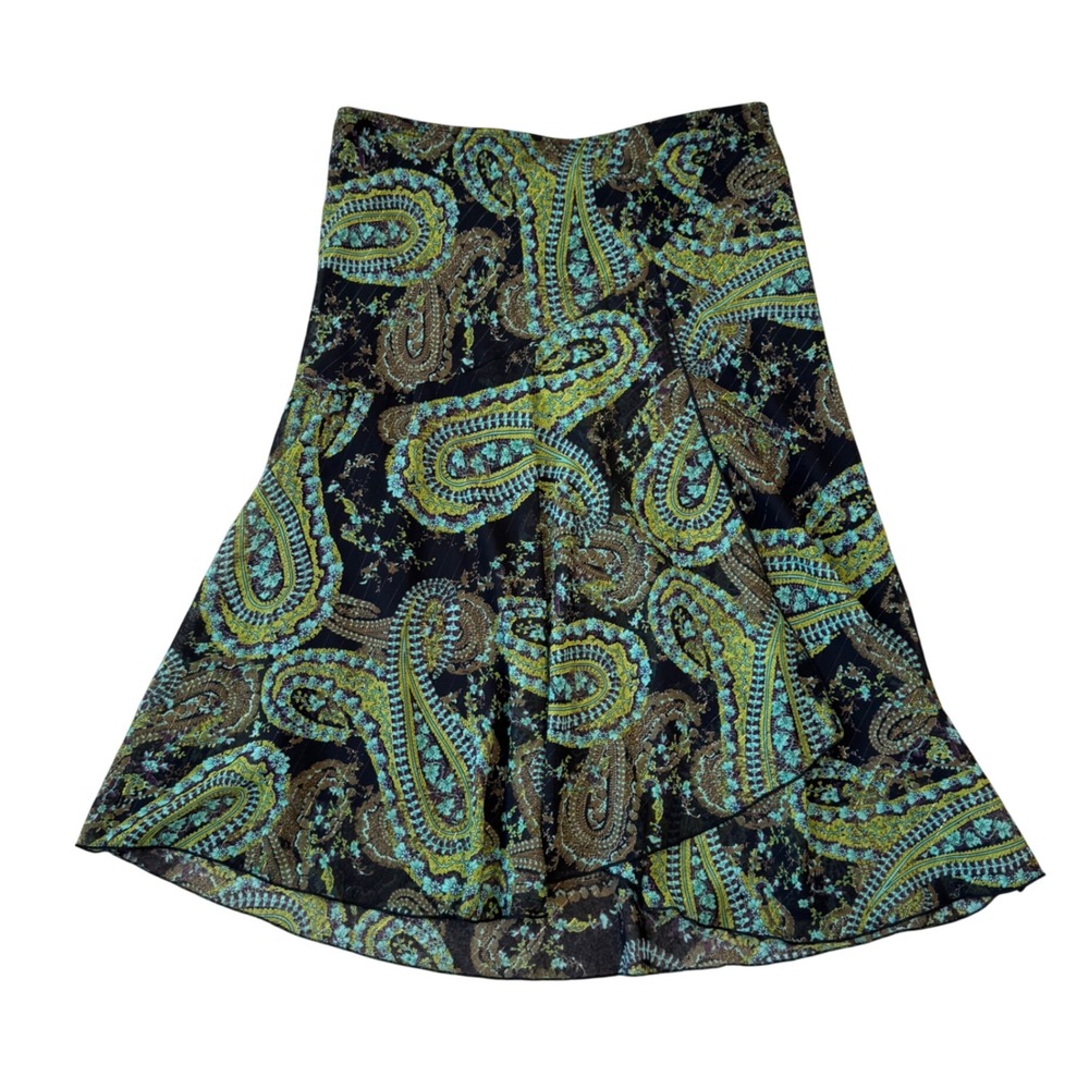 Vintage Wrapper MIDI Skirt Y2K Asymmetrical Hem Size Medium Fairy Cottagecore - Picture 2 of 6